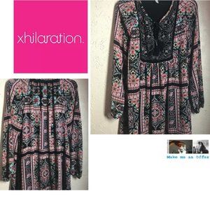 Xhilsration Like New Black Print Dress Size L